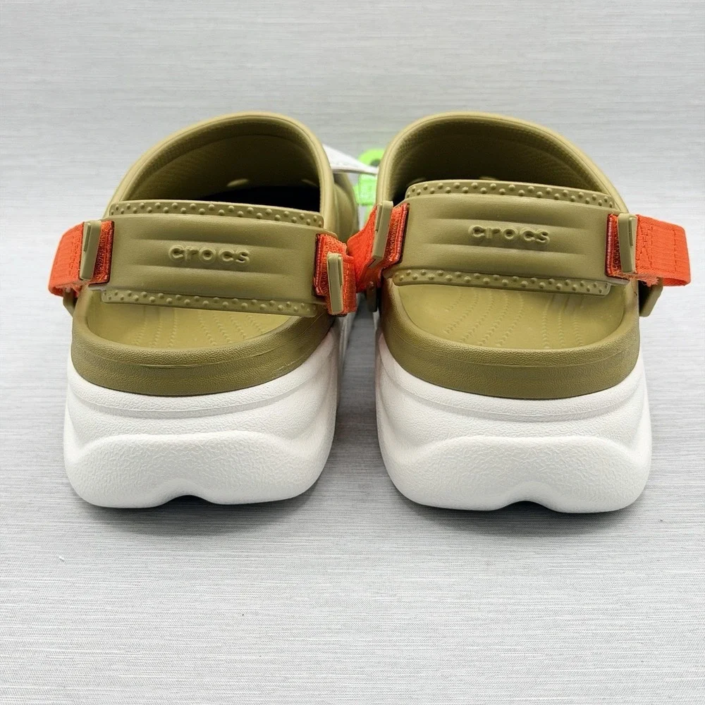 Crocs Duet Max II Clogs Men's 9 Olive Green Orange Outdoor Comfort Trail Army